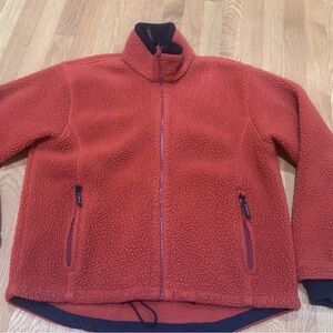 L.L. Bean vintage orange Red deep pile Fleece Jacket medium
